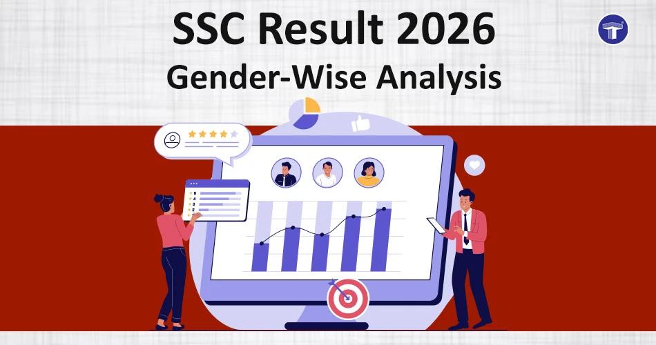 Banner showing SSC Result 2026 gender-wise analysis with students, charts, and performance statistics illustration