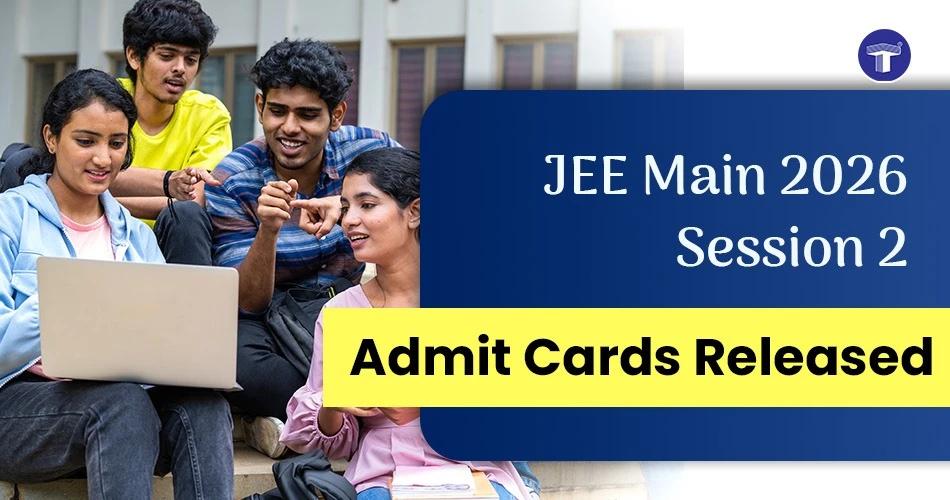 Students checking JEE Main 2026 Session 2 admit cards released by NTA online on laptop