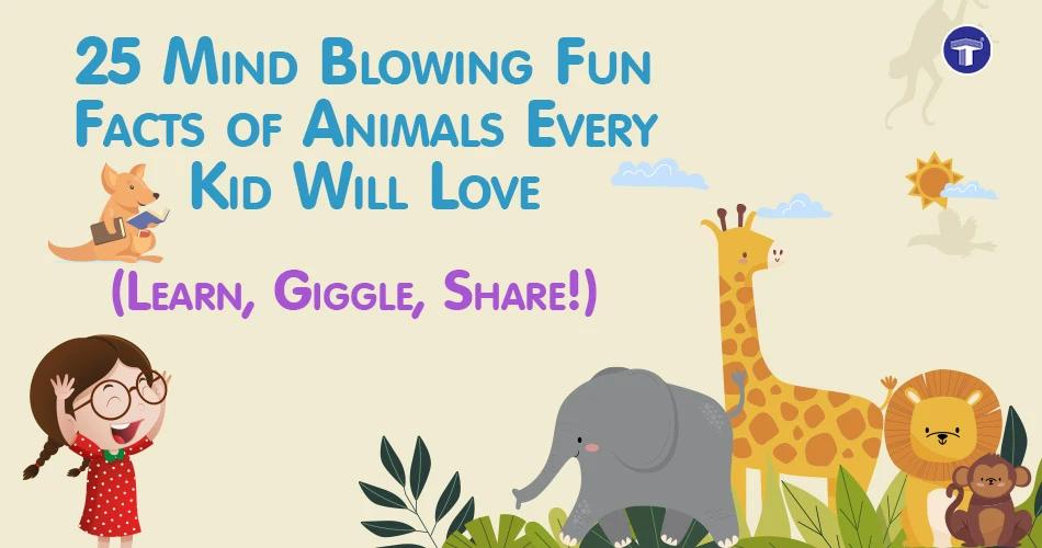 Cartoon animals showcasing fun and educational animal facts for kids