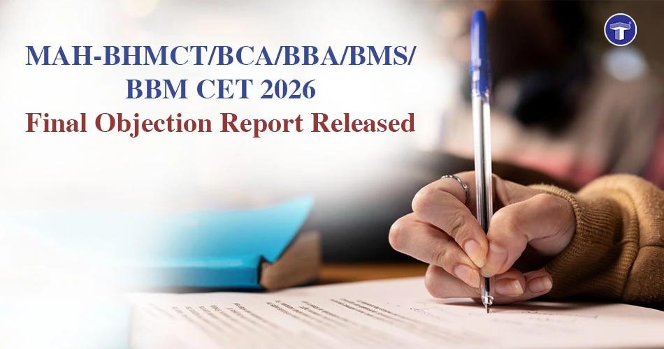 Student writing exam for MAH-BHMCT/BCA/BBA/BMS/BBM CET 2026 objection report announcement