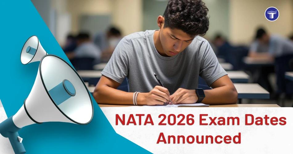 NATA 2026 exam schedule showing registration dates, Friday and Saturday test sessions, admit card release, and result timeline