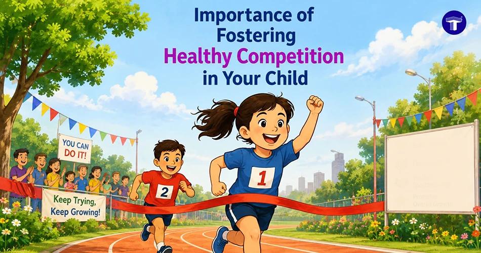 Infographic comparing healthy and unhealthy competition in children