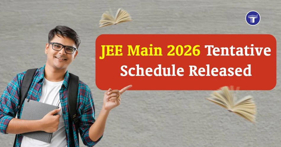 Text “JEE Main 2026 Official Advisory Published” on banner background with flying books