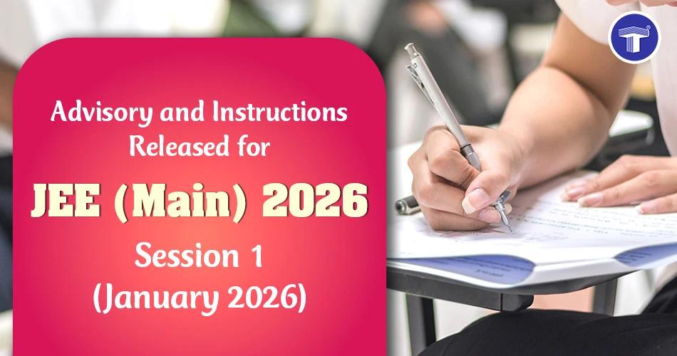 Official advisory and instructions banner for JEE Main 2026 Session 1 January exam with student writing