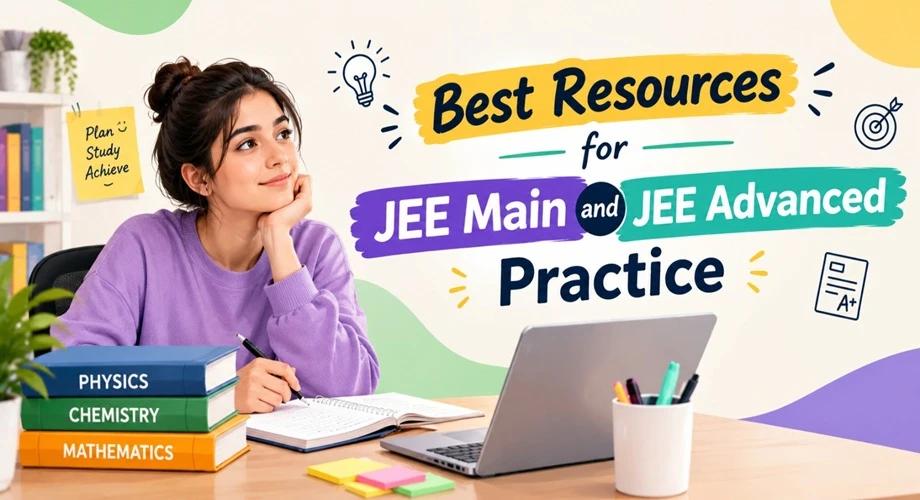 Best resources for JEE Main and JEE Advanced practice, featuring Physics, Chemistry and Mathematics books