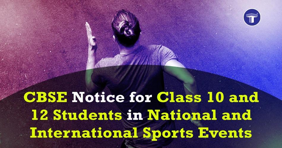 A banner with a runner and the text, "CBSE Notice for Class 10 and 12 Students in National and International Sports Events