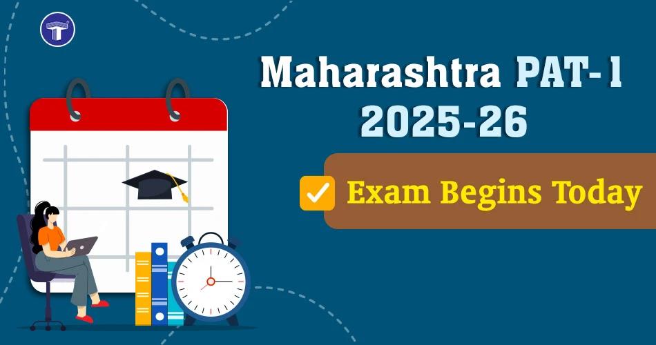 Maharashtra PAT-1 2025-26 exam start date with calendar, graduation cap, and student studying