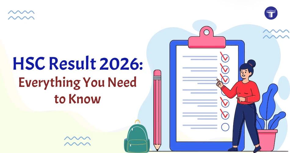 HSC Result 2026 banner showing student checking exam results with checklist illustration