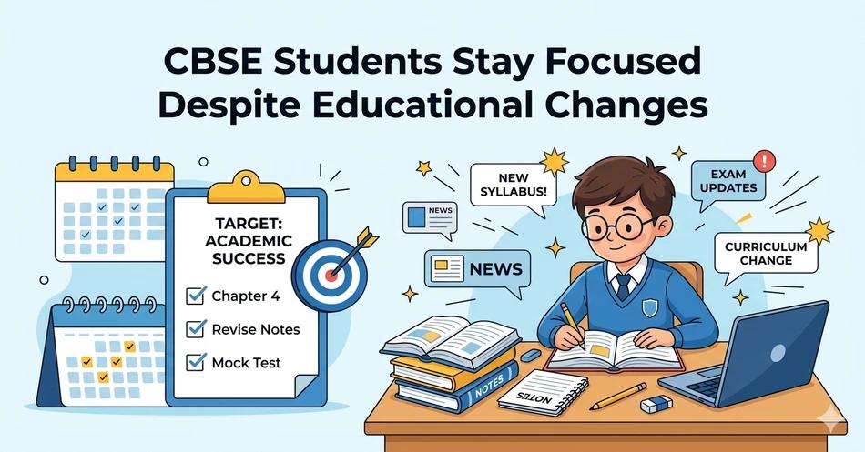 Focused CBSE student following a study plan amid education news, CBSE OSM discussions, and exam preparation.