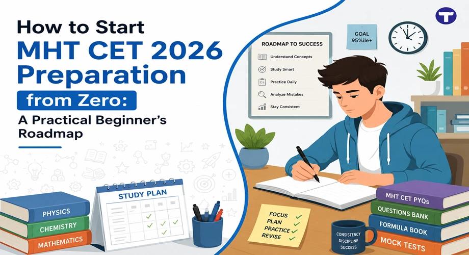 Student following a step-by-step MHT CET 2027 preparation roadmap with books, notes, and study planner