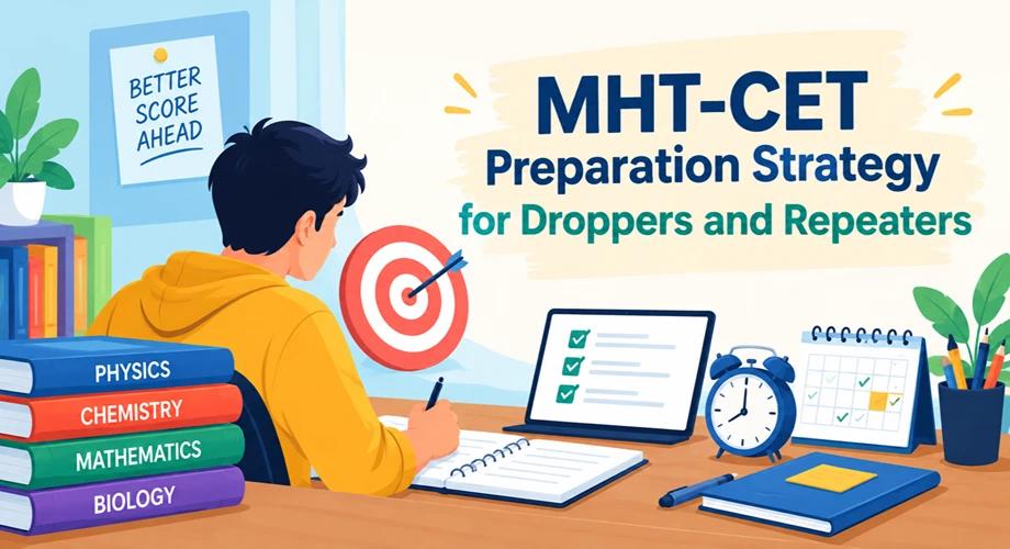 MHT-CET preparation strategy for droppers with a study timetable, books, mock tests and revision plan