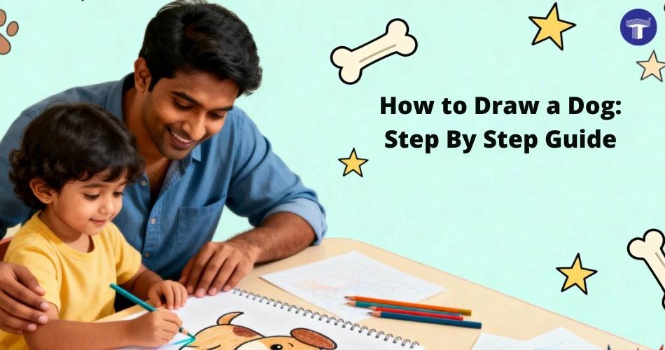 How to draw a dog step by step guide for kids with parent helping child