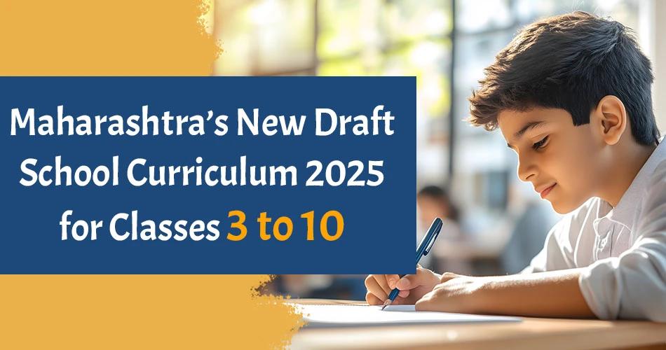 School boy writing in notebook about Maharashtra’s draft school curriculum 2025 for Classes 3 to 10.