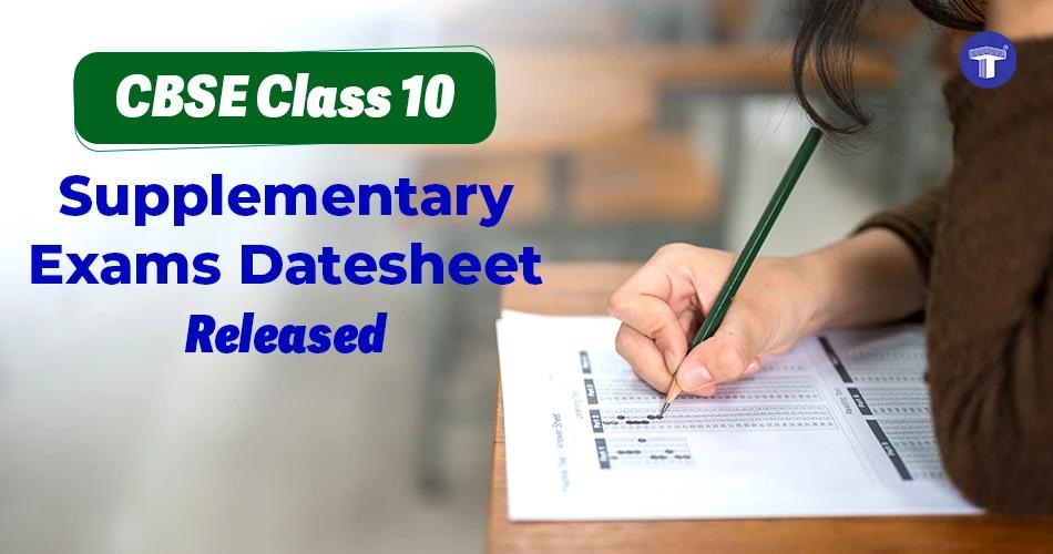 A student writing the CBSE Class 10 Supplementary Exam with a detailed datesheet released for 2025, highlighting exam dates and important guidelines.