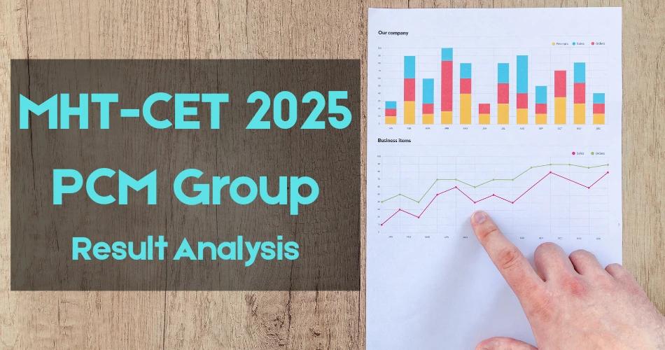 Graph showing MHT CET 2025 PCM group result analysis, with a focus on top performers and category-wise breakdown.