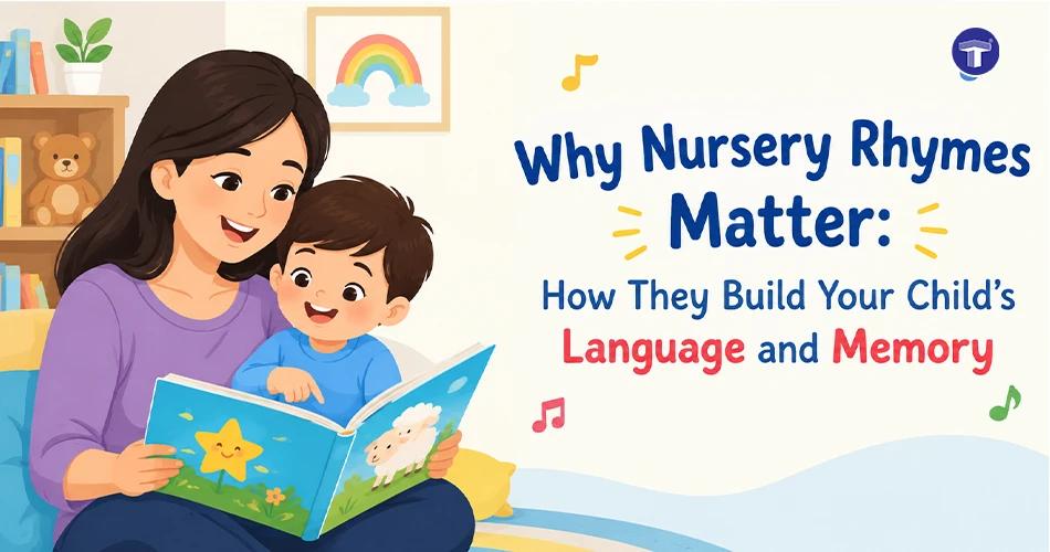 Three steps that children follow while developing language through rhymes: Listening, Repeating, Rhyming