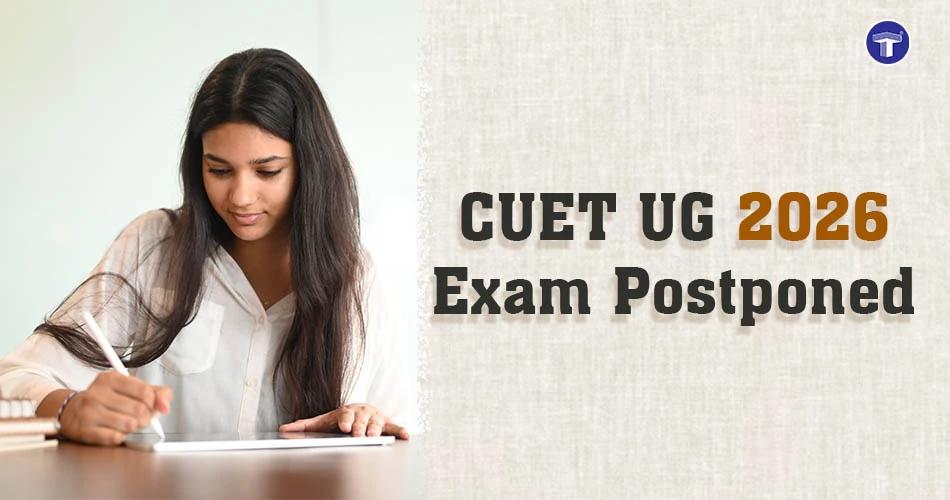 Student writing during exam with CUET UG 2026 exam postponed update announcement