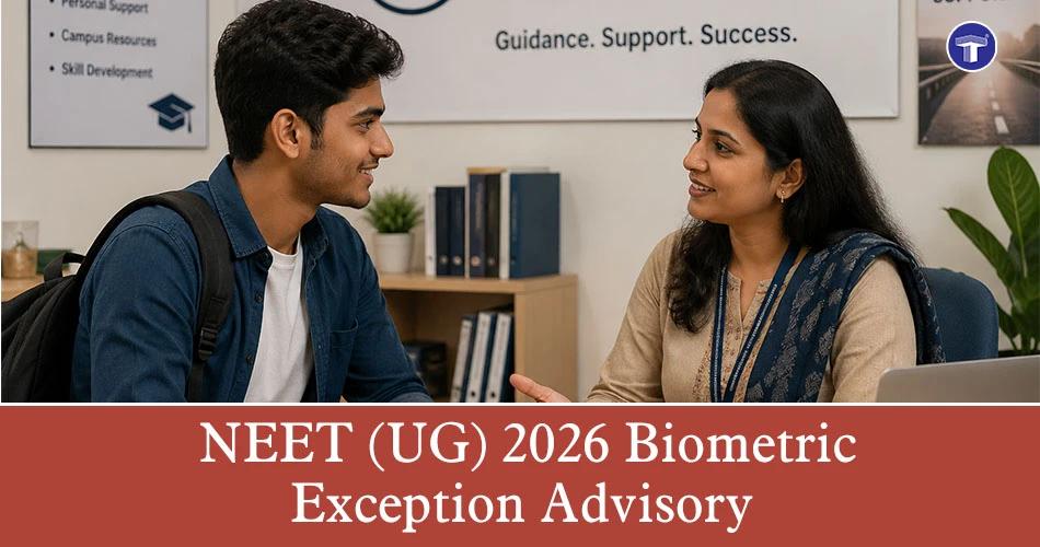 NEET UG 2026 biometric exception advisory by NTA with students at exam centre