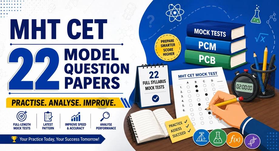 Vector illustration of MHT CET model question papers and mock test practice